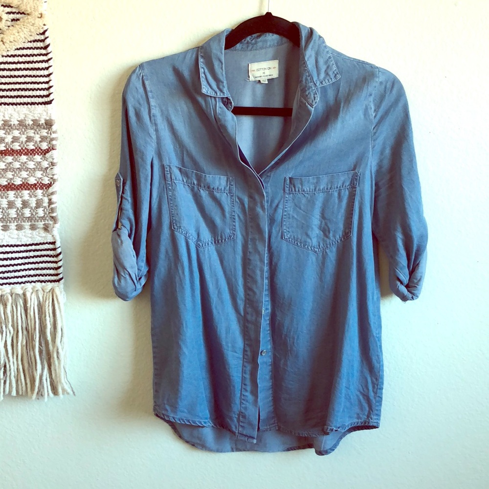 Cotton On Chambray Button Up - image 1